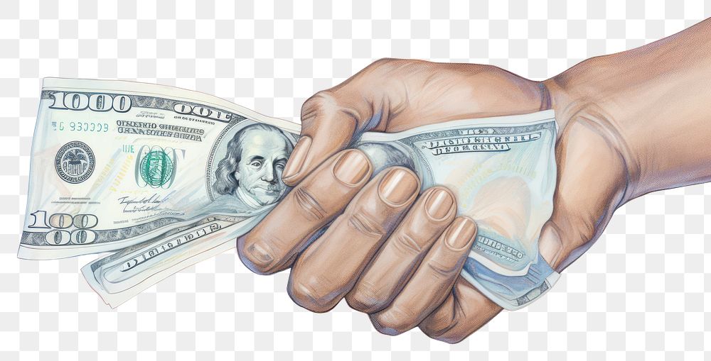 PNG Hand holding money illustration dollar currency banknote.