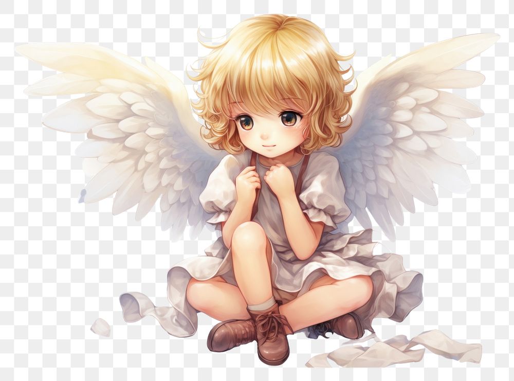 PNG Female child angel anime representation creativity.
