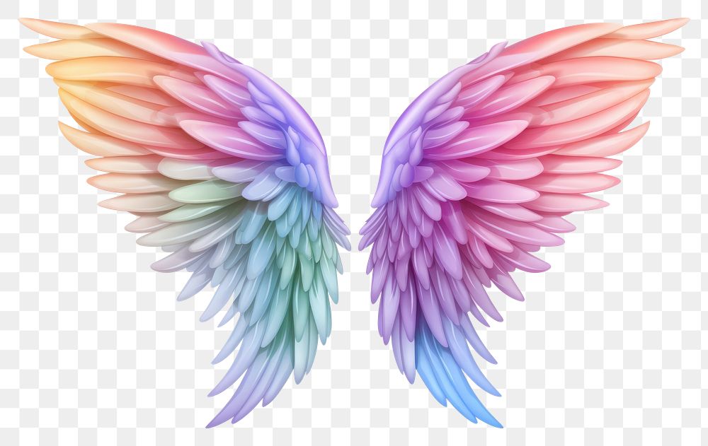 PNG Rainbow angel wing white background lightweight creativity.