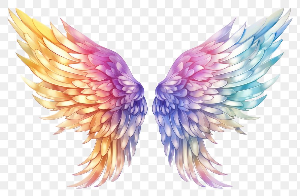 PNG Rainbow angel wing white background lightweight creativity.