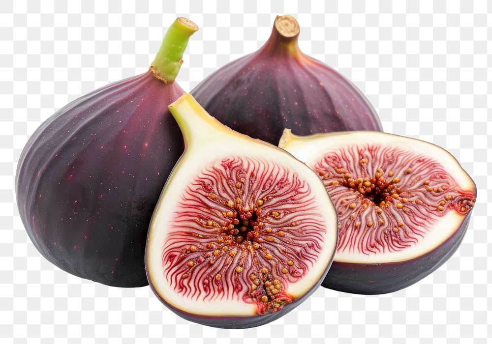 PNG Cut open fig fruit plant food white background.
