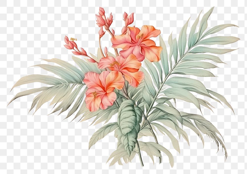 PNG Vintage drawing of palm flower sketch pattern