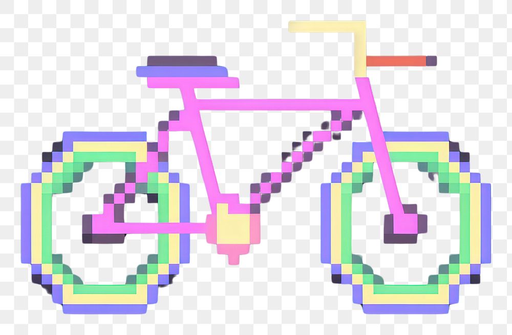 PNG Bikecycle pixel vehicle purple transportation.