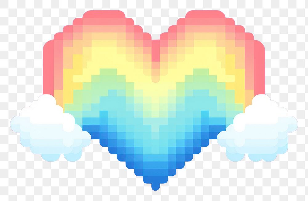 PNG Cloud with rainbow pixel graphics shape heart.