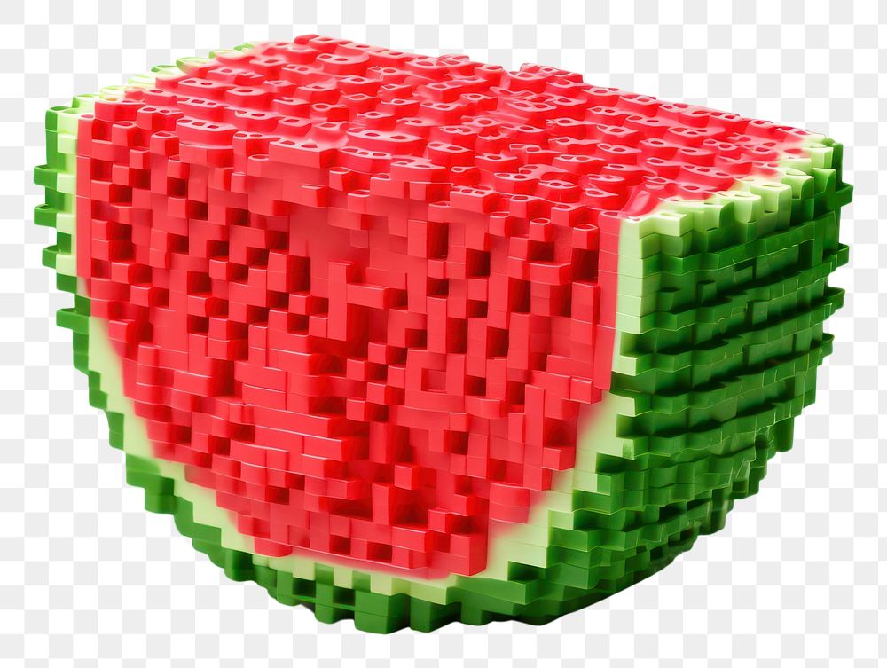 PNG 3D pixel art swatermelon fruit plant food.