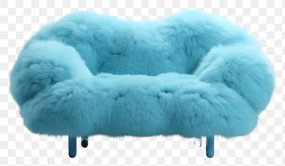 PNG Sofa fluffy wool furniture relaxation turquoise.