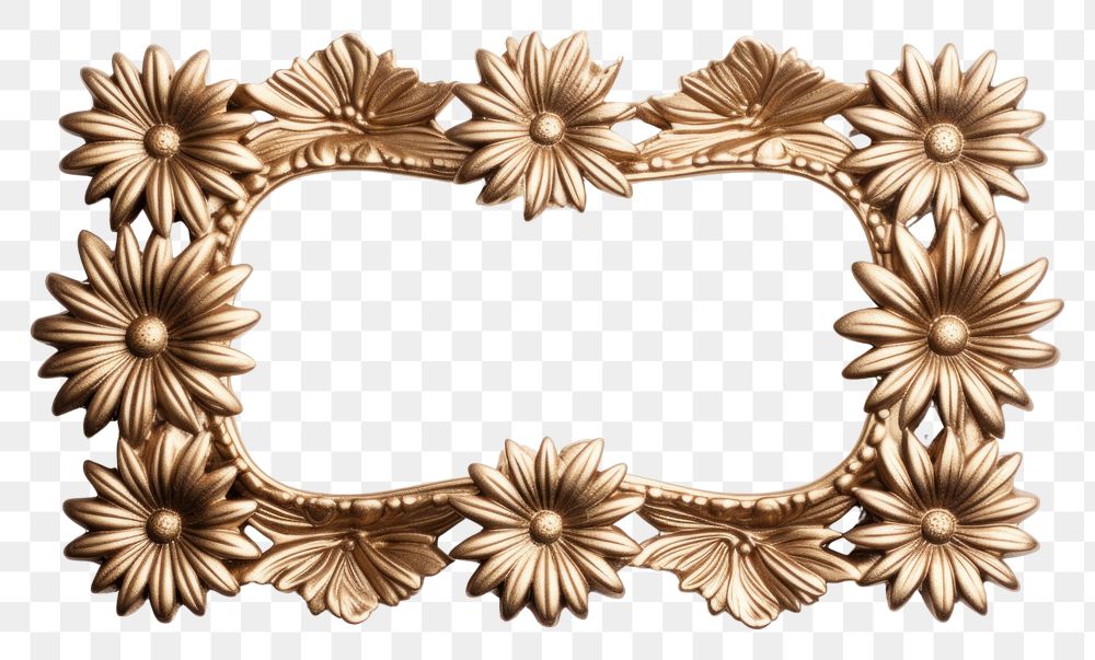 PNG Daisy gold frame rectangle jewelry flower.