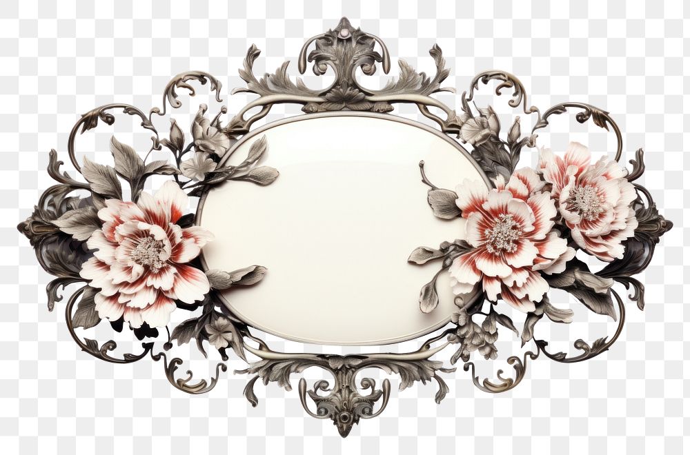 PNG Iron peony frame porcelain jewelry flower.