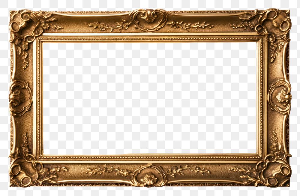 PNG Renaissance gold frame rectangle photo white background.