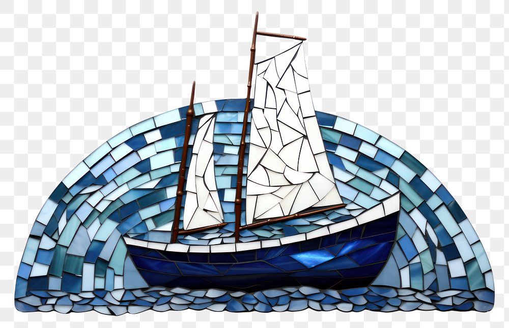 Mosaic tiles of boat sailboat vehicle transportation.