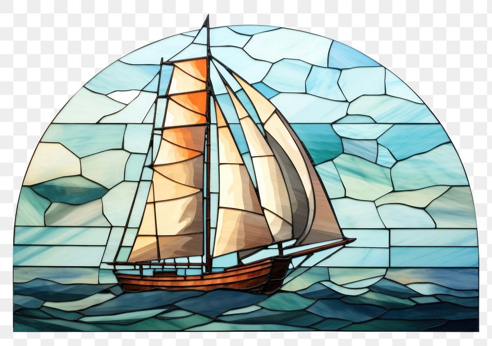 Mosaic tiles of ship sailboat vehicle art.