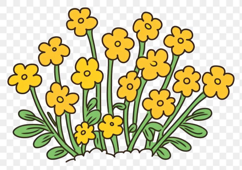 PNG Doodle illustration wildflower cartoon plant white background.