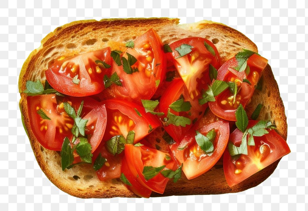 PNG Bruschetta vegetable tomato bread.