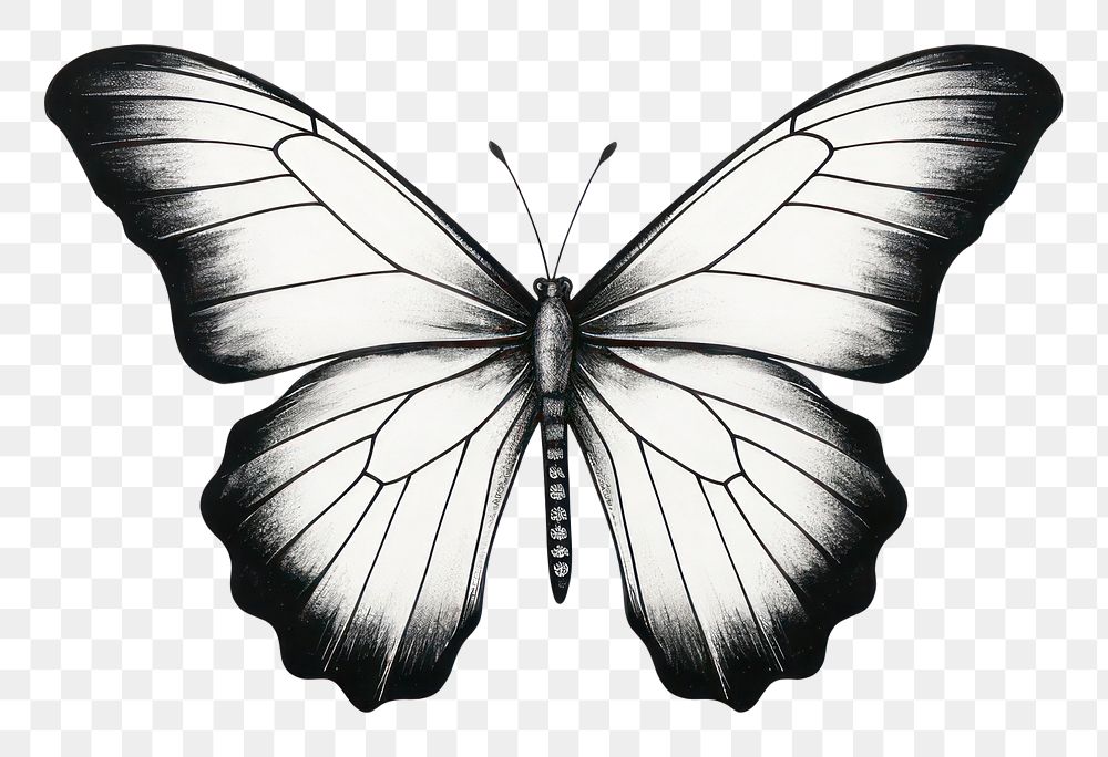 PNG Butterfly drawing sketch white.