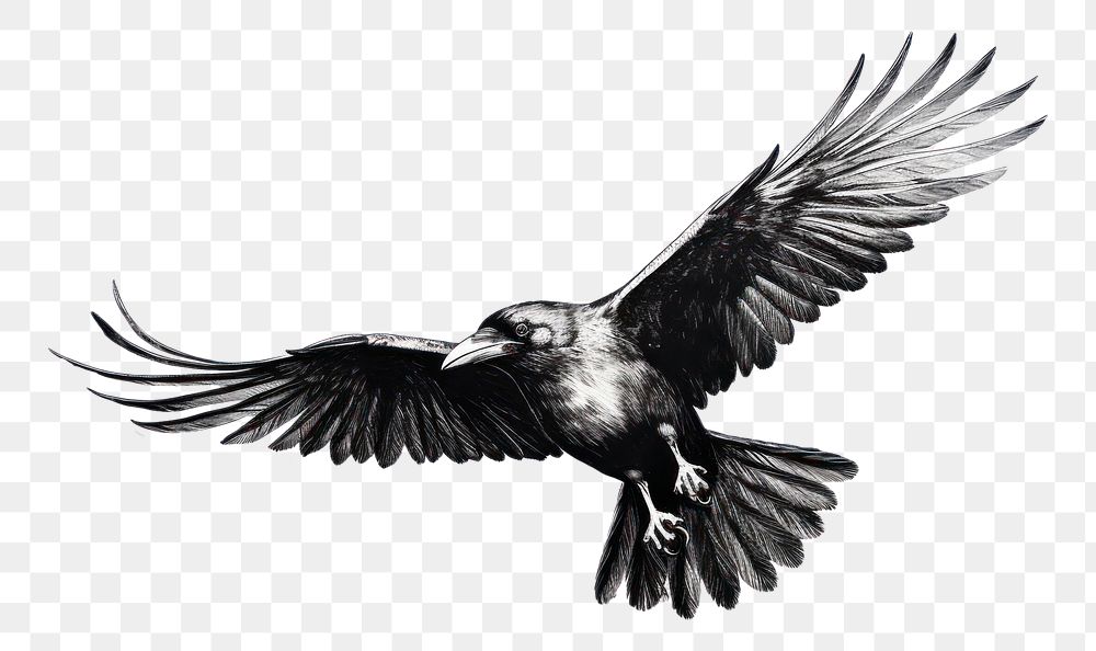 PNG Crow animal flying black.
