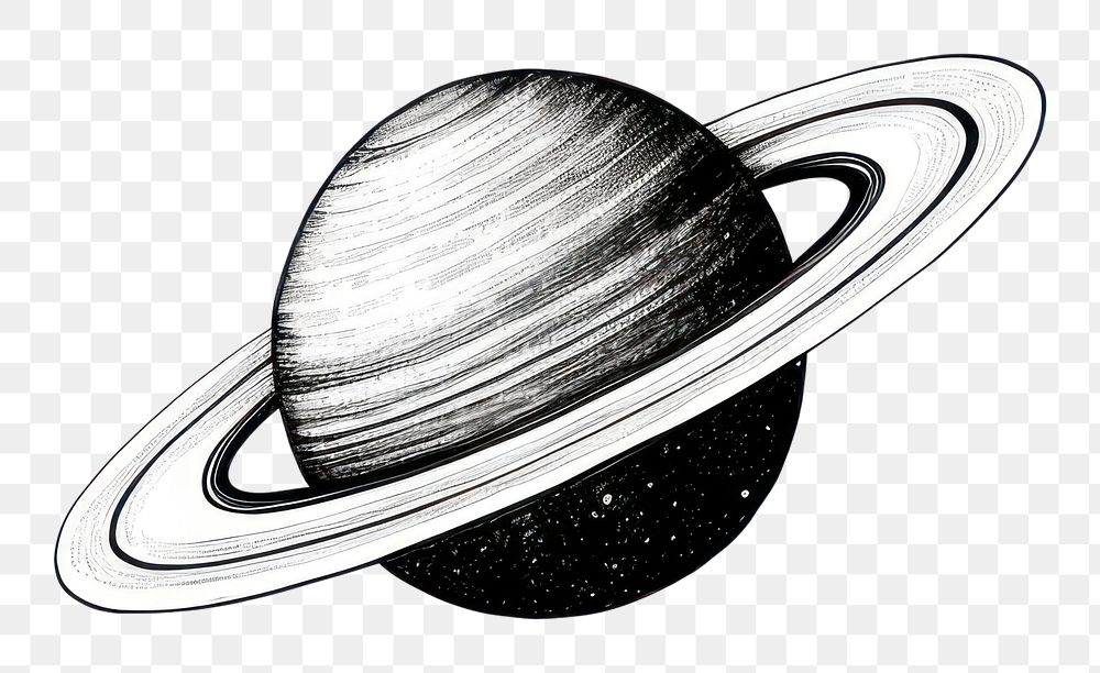 PNG Saturn drawing space monochrome.