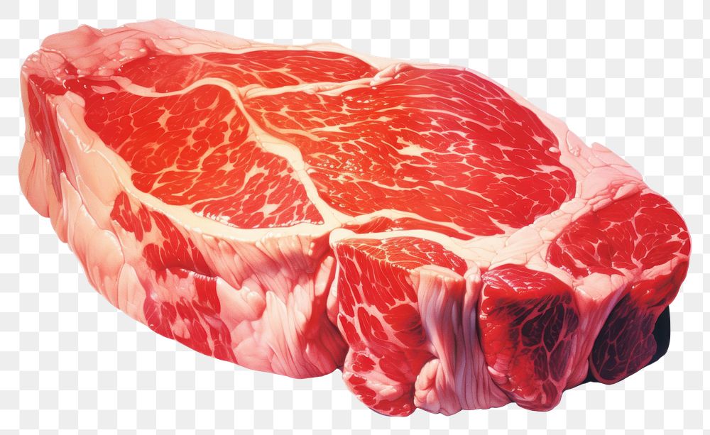 PNG A steak isolated on clear pale solid white background meat beef food.
