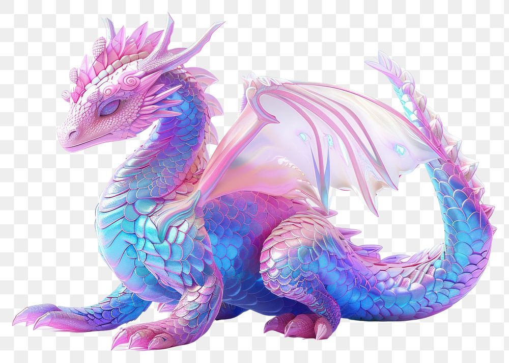 PNG Dragon holography animal white background creativity.