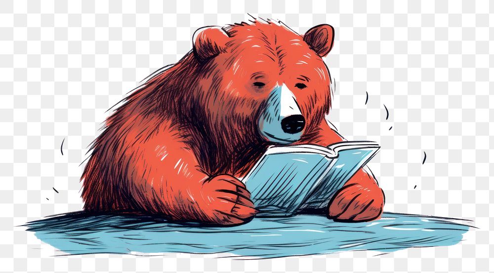 PNG A book bear wildlife reading.