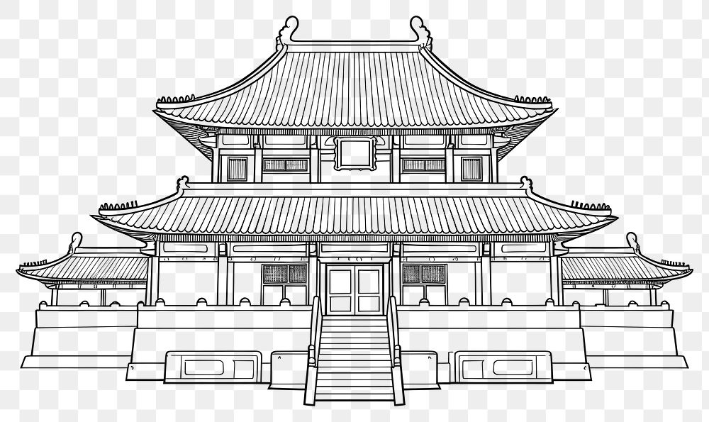 PNG Chinese palace architecture building drawing.