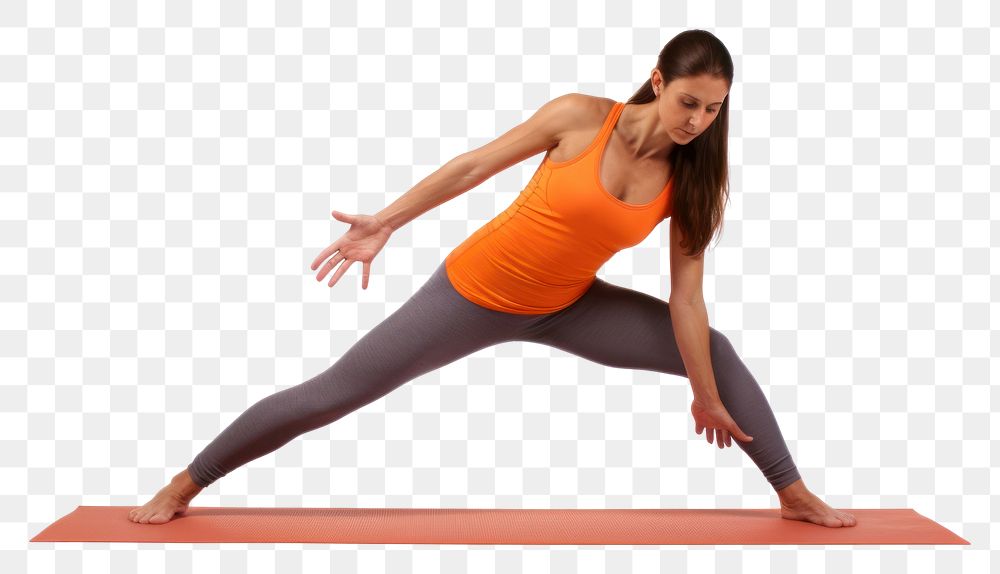 PNG Yoga stretch sports adult woman.