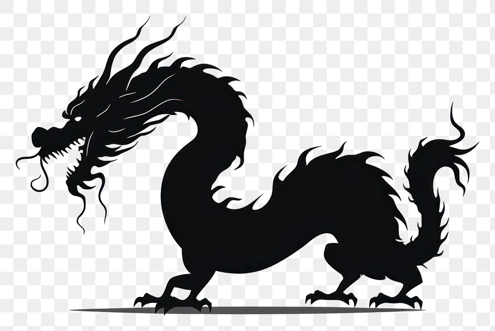 PNG Chinese dragon silhouette animal mammal.