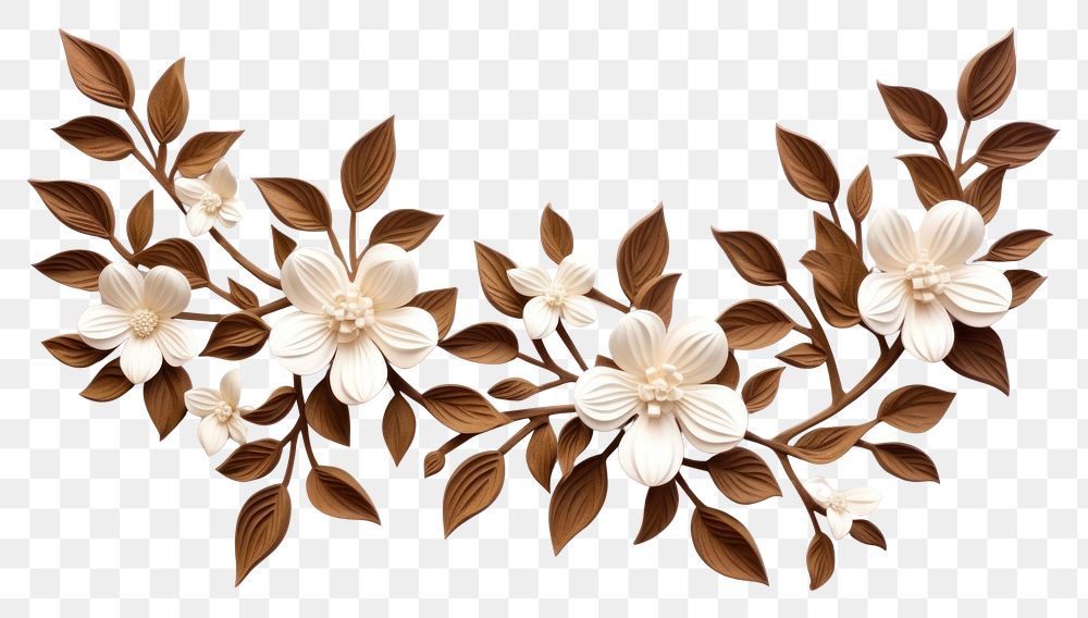 PNG Coffee plant floral border flower pattern white.