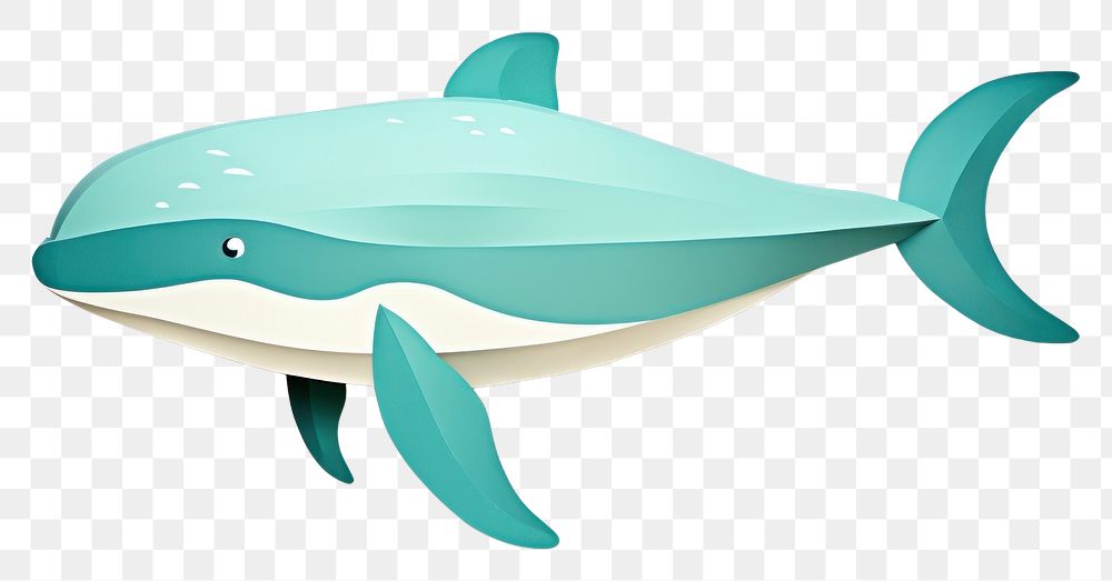PNG Whale animal art turquoise.