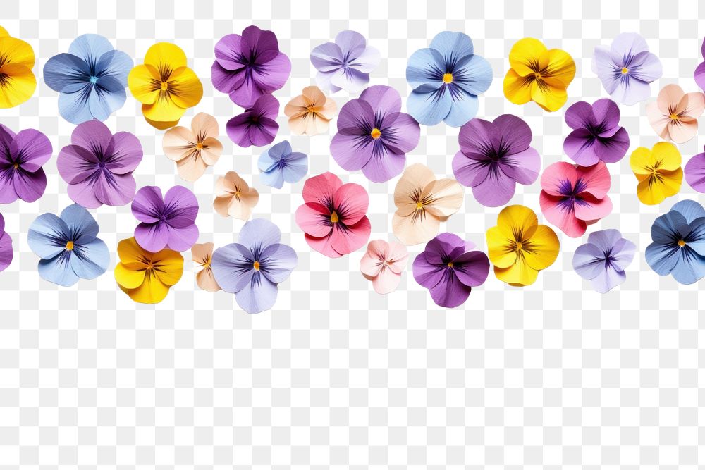 PNG Pansy floral border flower plant paper.
