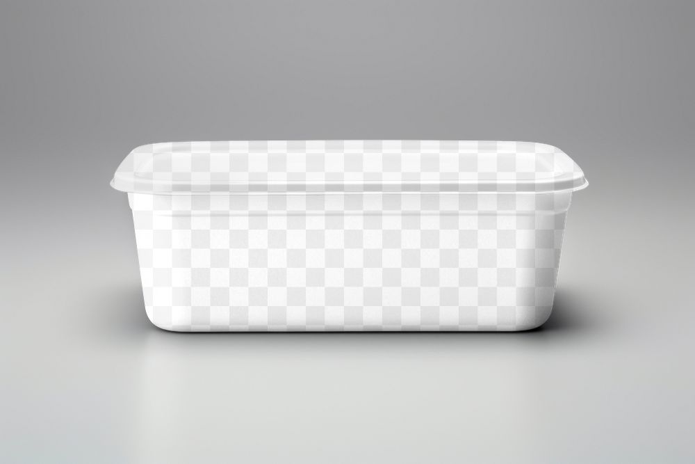 Disposable food box png mockup, transparent design