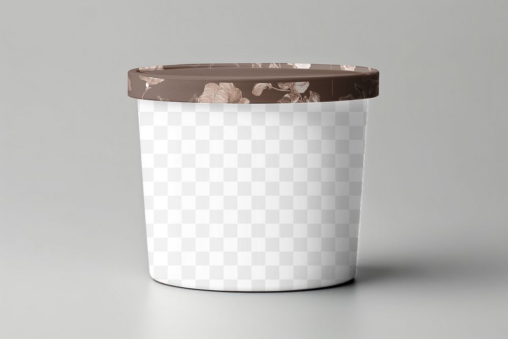 Paper food container png mockup, transparent design