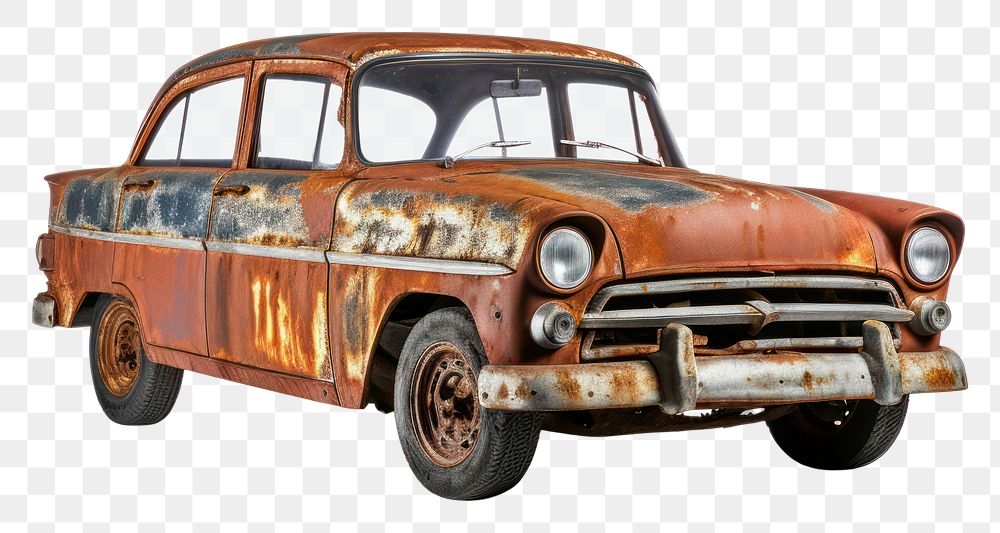 PNG Rust car vehicle rust white background.