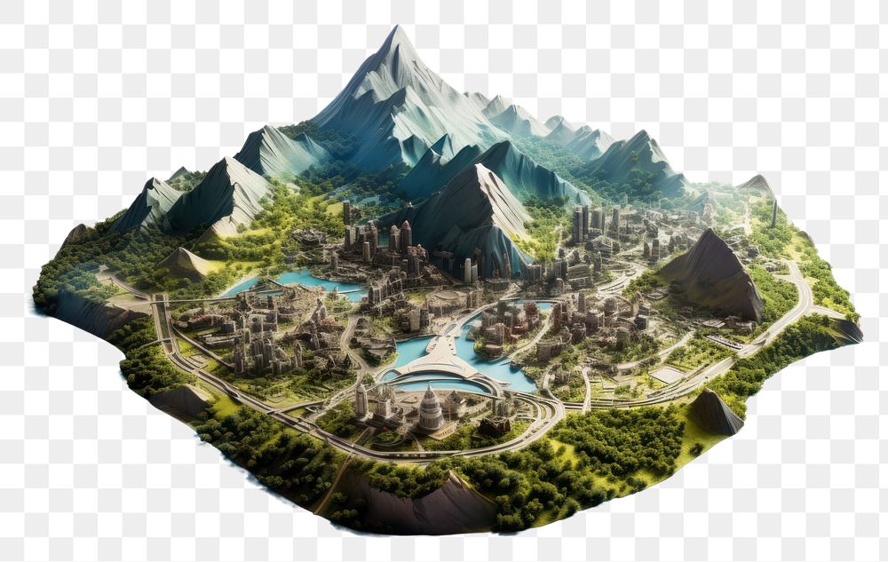 PNG City plan in mountain landscape outdoors nature.