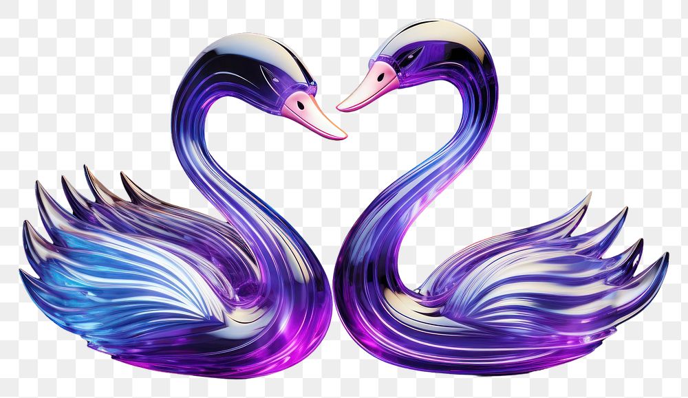 PNG Simple neon swan couple animal purple light.