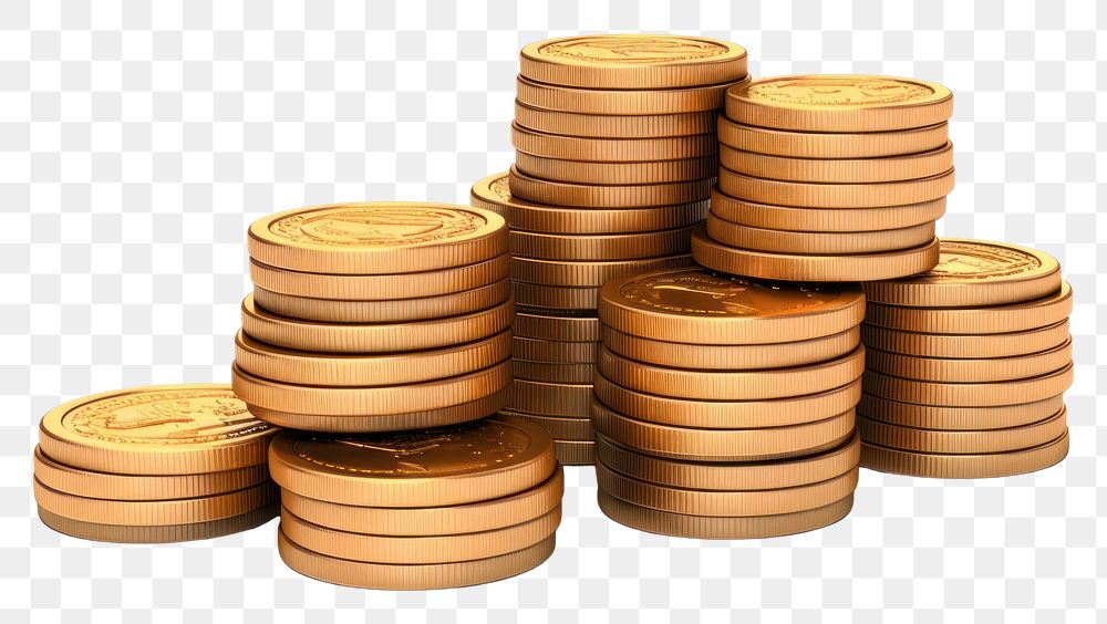 PNG Coins stack money white background investment.