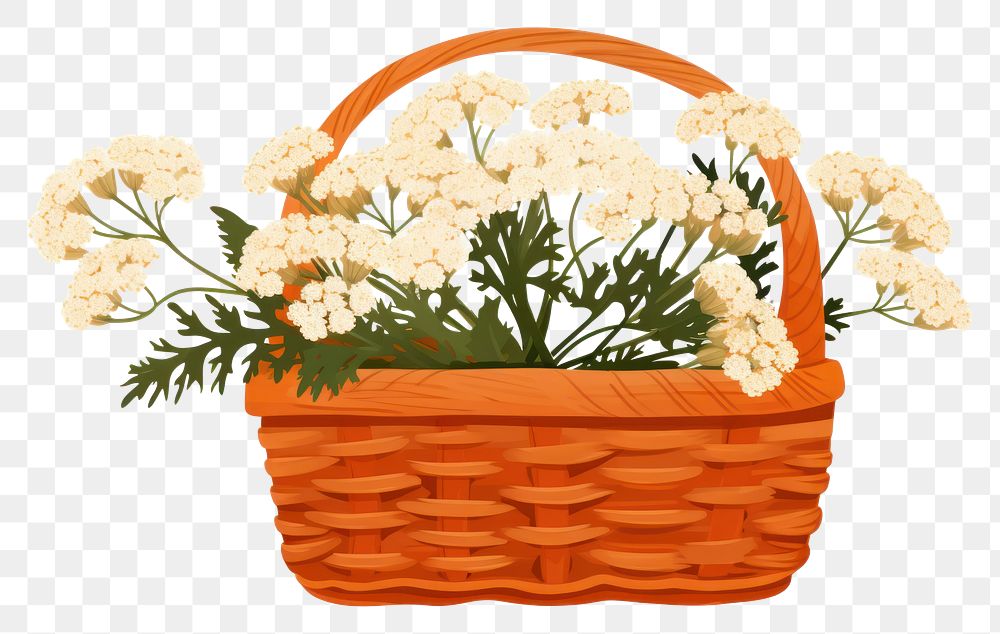 PNG Yarrow flower in a basket plant white background chrysanths.