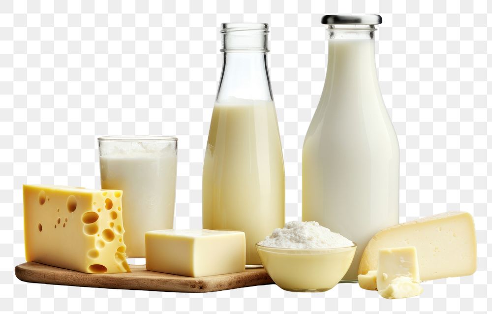 PNG Milk cheese bottle dairy.