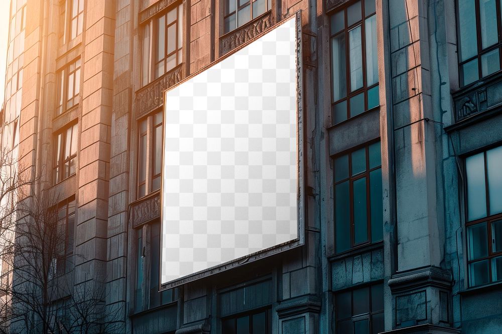 Building's billboard png product mockup, transparent design