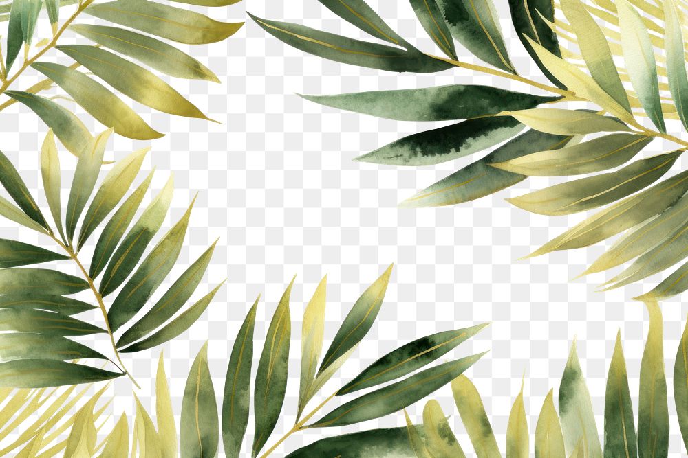 PNG Palm leaves watercolor background backgrounds painting pattern.