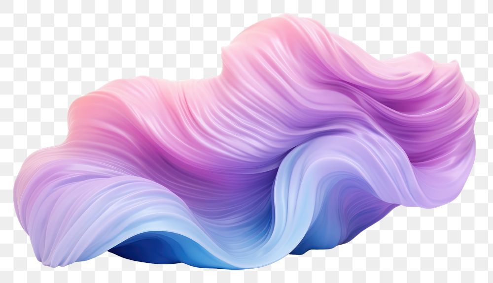 PNG 3d render of a gradient fluffy shape in surreal abstract style nature petal white background.