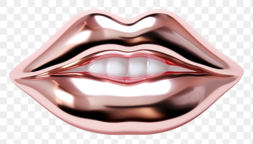 PNG 3d render of a lip in surreal abstract style cosmetics lipstick jewelry.