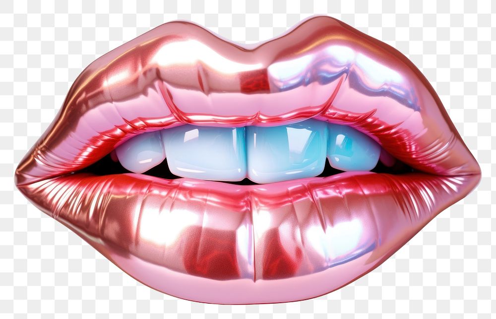 PNG 3d render of a lip in surreal abstract style lipstick white background cosmetics.