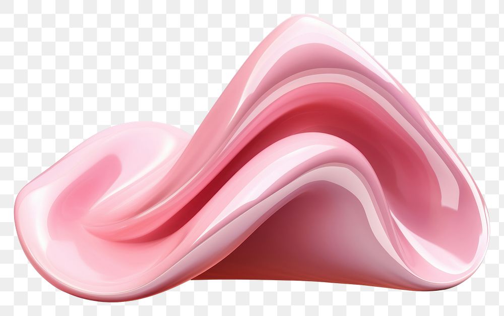 PNG 3d render of a pink shape in surreal abstract style petal white background electronics.