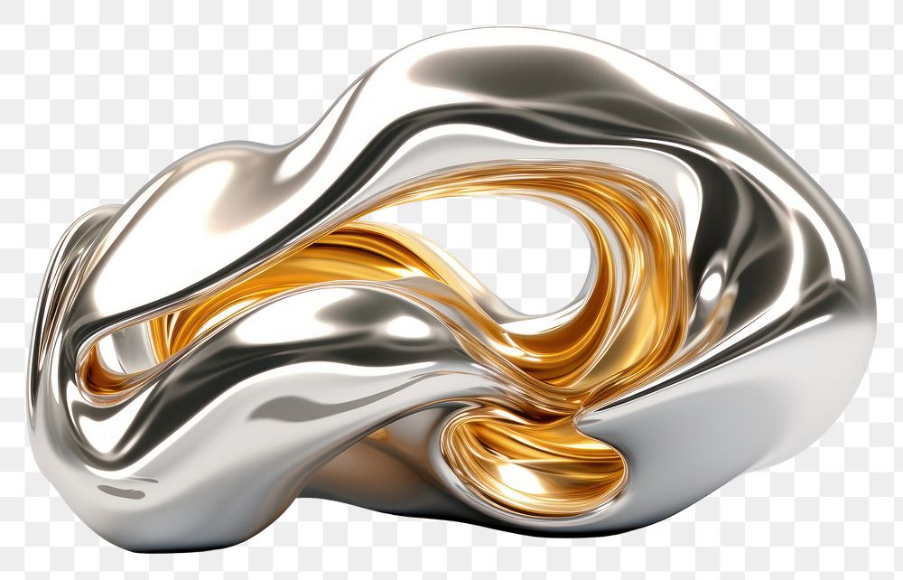 PNG 3d render of a pif in surreal abstract style jewelry metal ring.