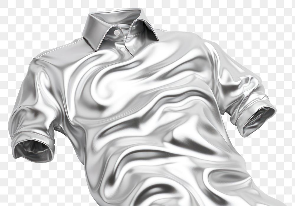 PNG 3d render of a shirt in surreal abstract style backgrounds metal monochrome.