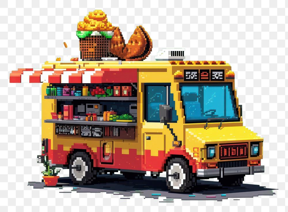 PNG Food truck cut pixel vehicle transportation jinrikisha.