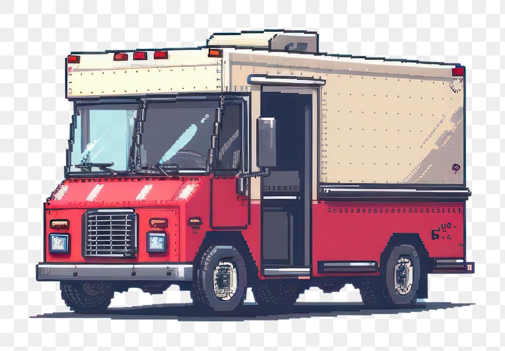 PNG Food truck cut pixel vehicle transportation semi-truck.