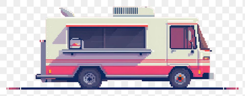 PNG Food truck cut pixel vehicle van transportation.