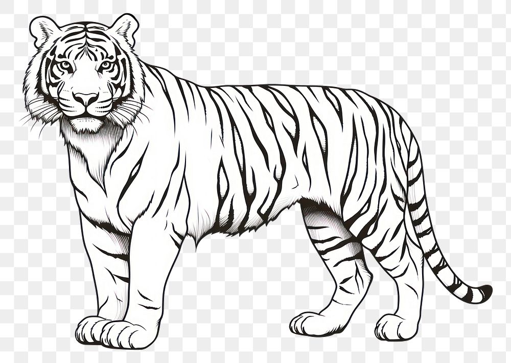 PNG Tiger outline sketch wildlife drawing animal.