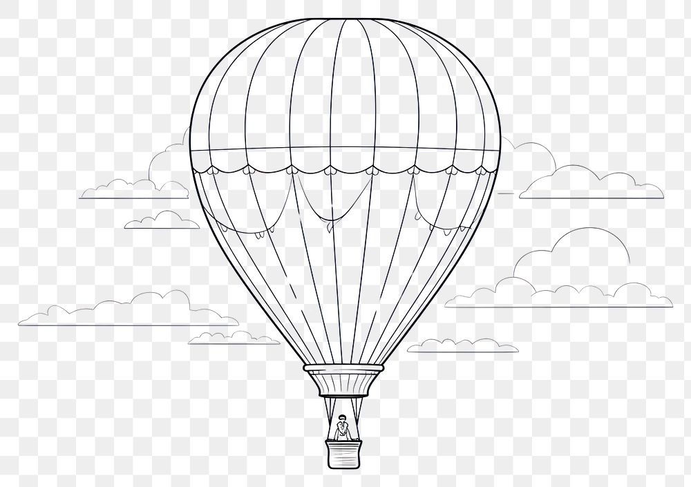 PNG Air balloon outline sketch aircraft vehicle transportation.